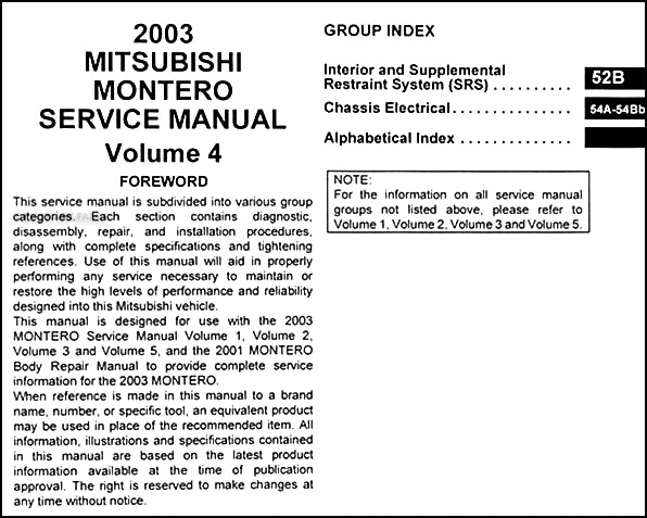 2003 MITSUBISHI MONTERO SPORT OWNERS MANUAL PDF visual data 5