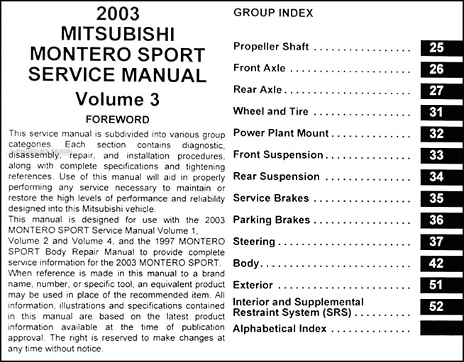 2003 Mitsubishi Montero Sport Repair Shop Manual Set Original