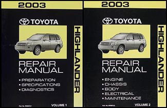 2003 Toyota Highlander Repair Shop Manual Original Set