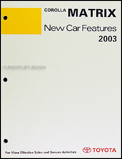 2003 Toyota Matrix Repair Shop Manual Original 2 Volume Set