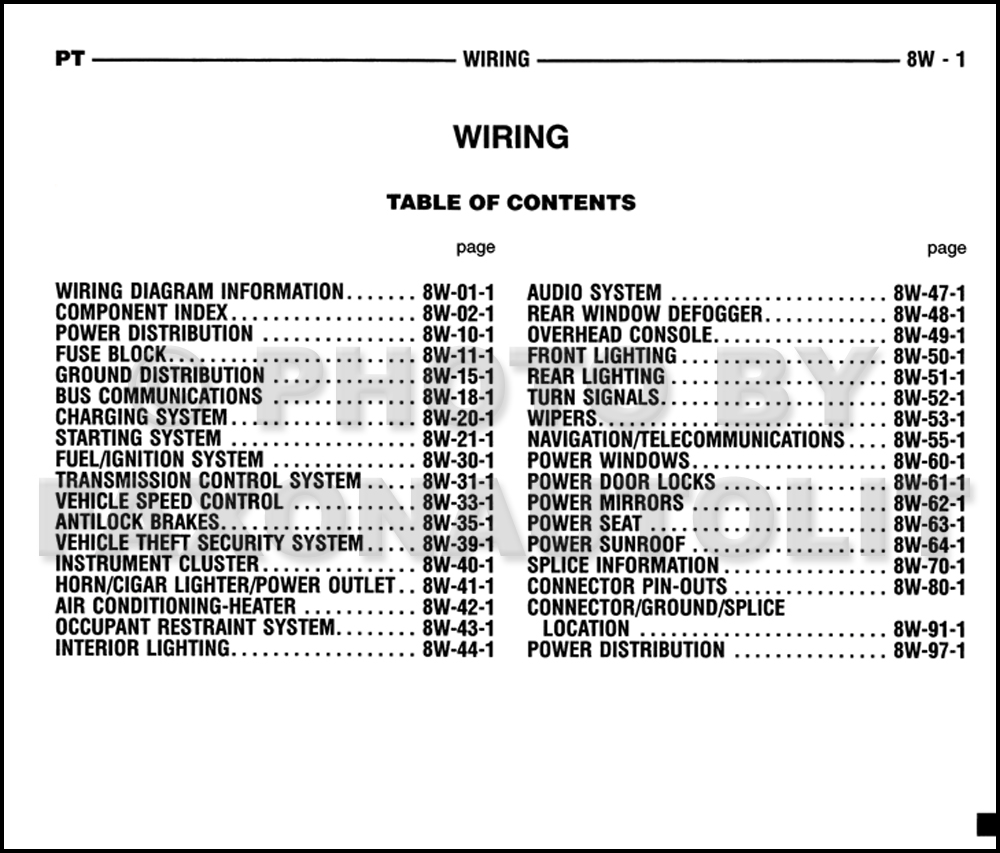 2004 Chrysler PT Cruiser Wiring Diagram Manual Original