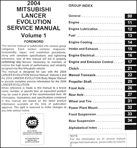 2004 Mitsubishi Lancer Evolution Service Manual Original 2 Vol.Set