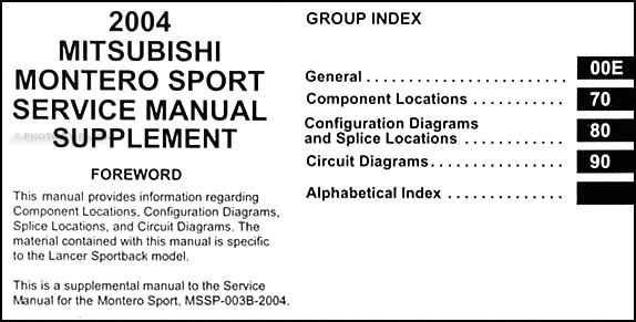 2004 Mitsubishi Montero Sport Wiring Diagram Manual Original