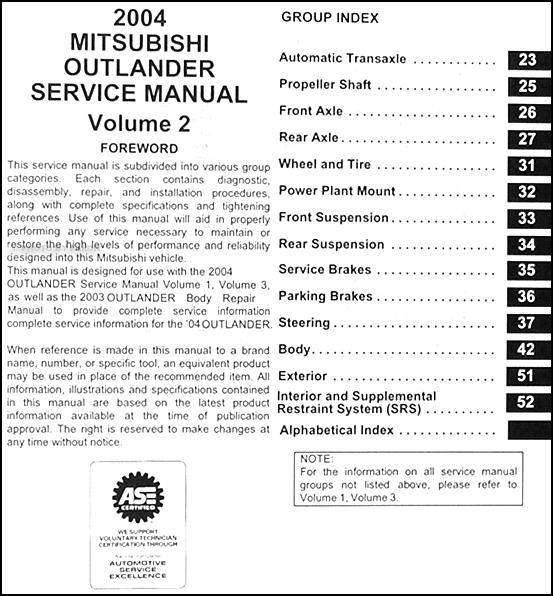 2004 Mitsubishi Outlander Service Manual Original Set