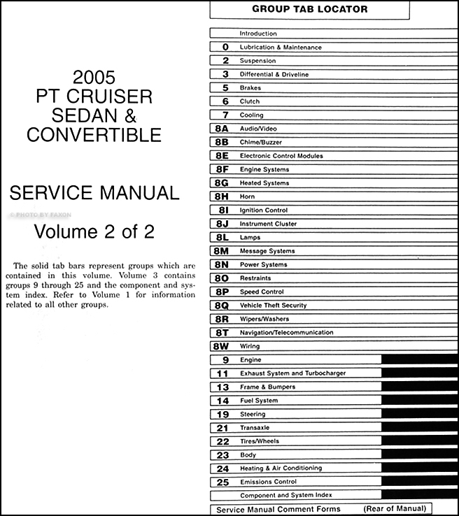 2005 Chrysler Pt Cruiser Repair Shop Manual Original 2 Volume Set