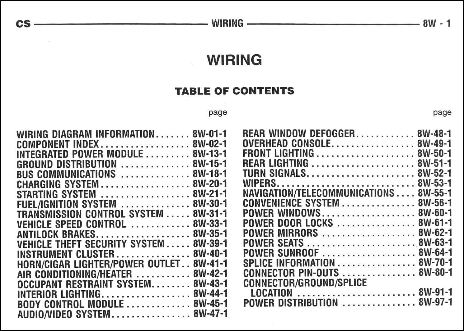 2005 Chrysler Pacifica Wiring Diagram Manual Original