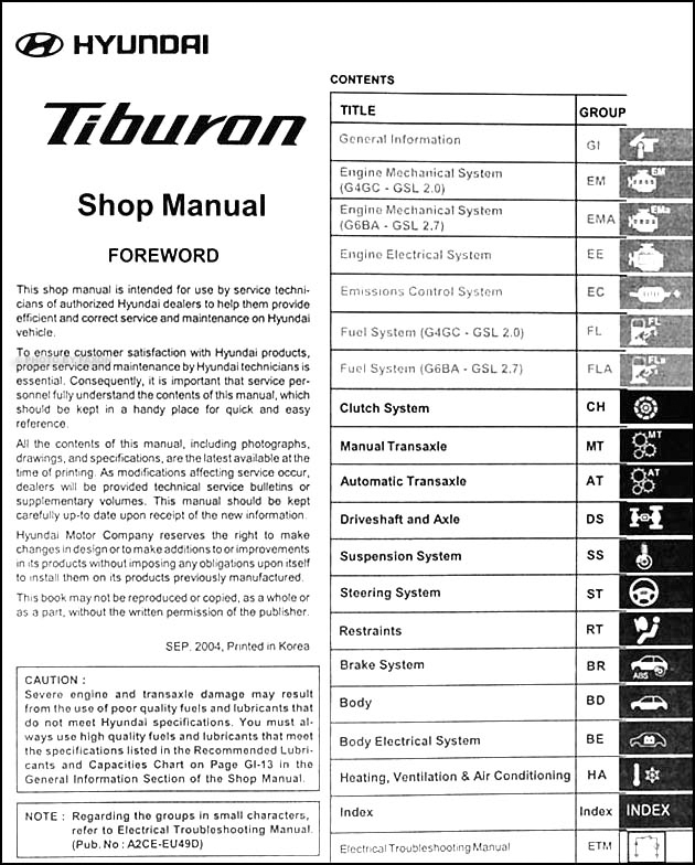 2005 hyundai tiburon repair manual