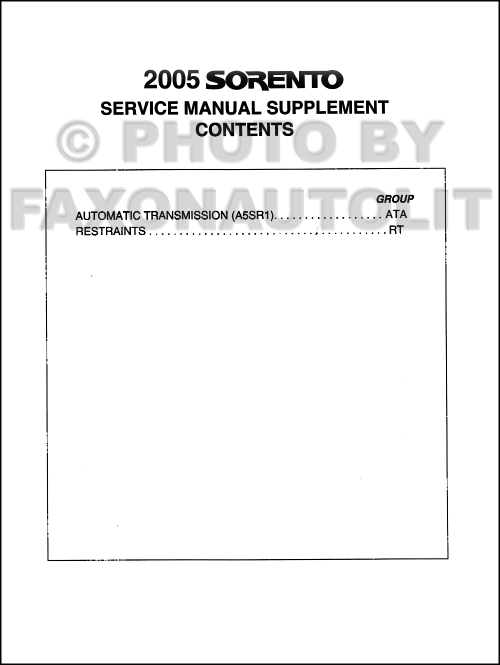 2004 Kia Sedona Repair Manual Original Supplement. click on thumbnail to  zoom