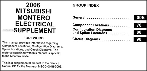 2006 Mitsubishi Montero Wiring Diagram Manual Original