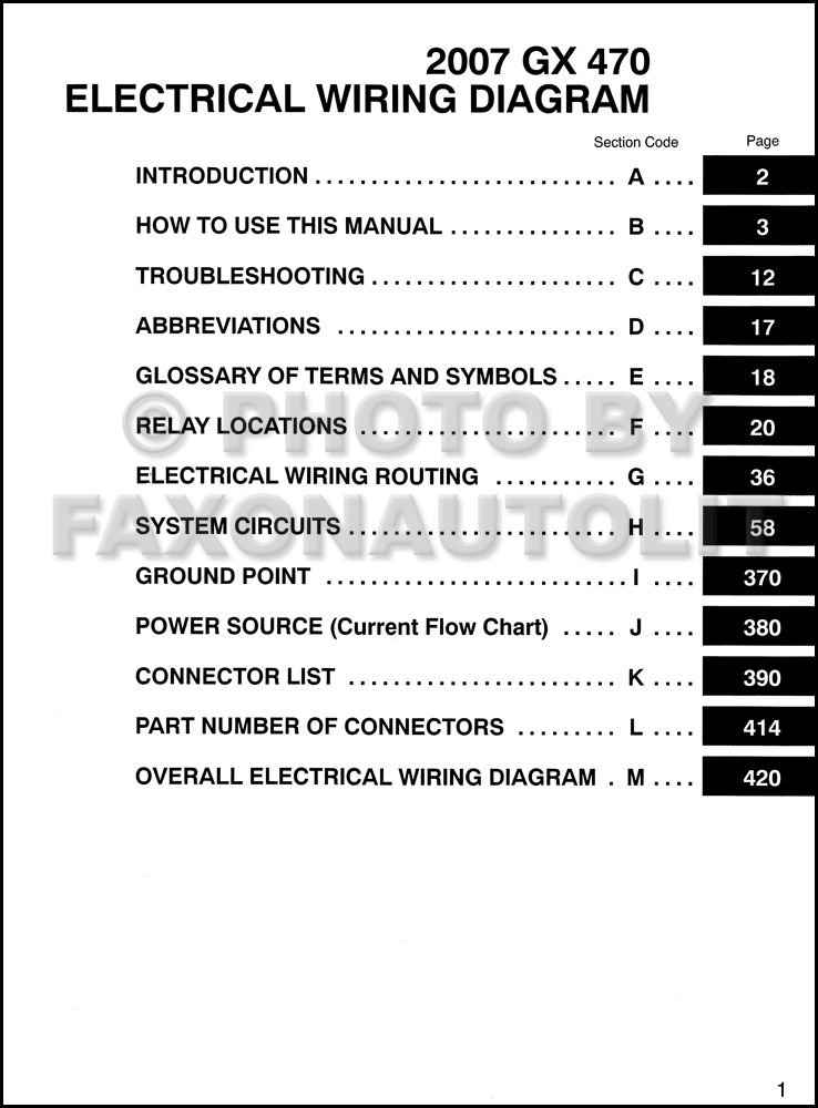 2007 Lexus Gx 470 Wiring Diagram Manual Original