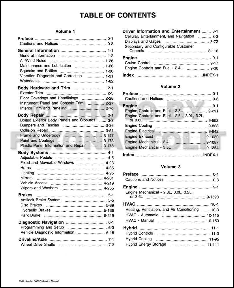 2008 Chevy Malibu Gas and Hybrid Repair Shop Manual Original 4 Volume Set