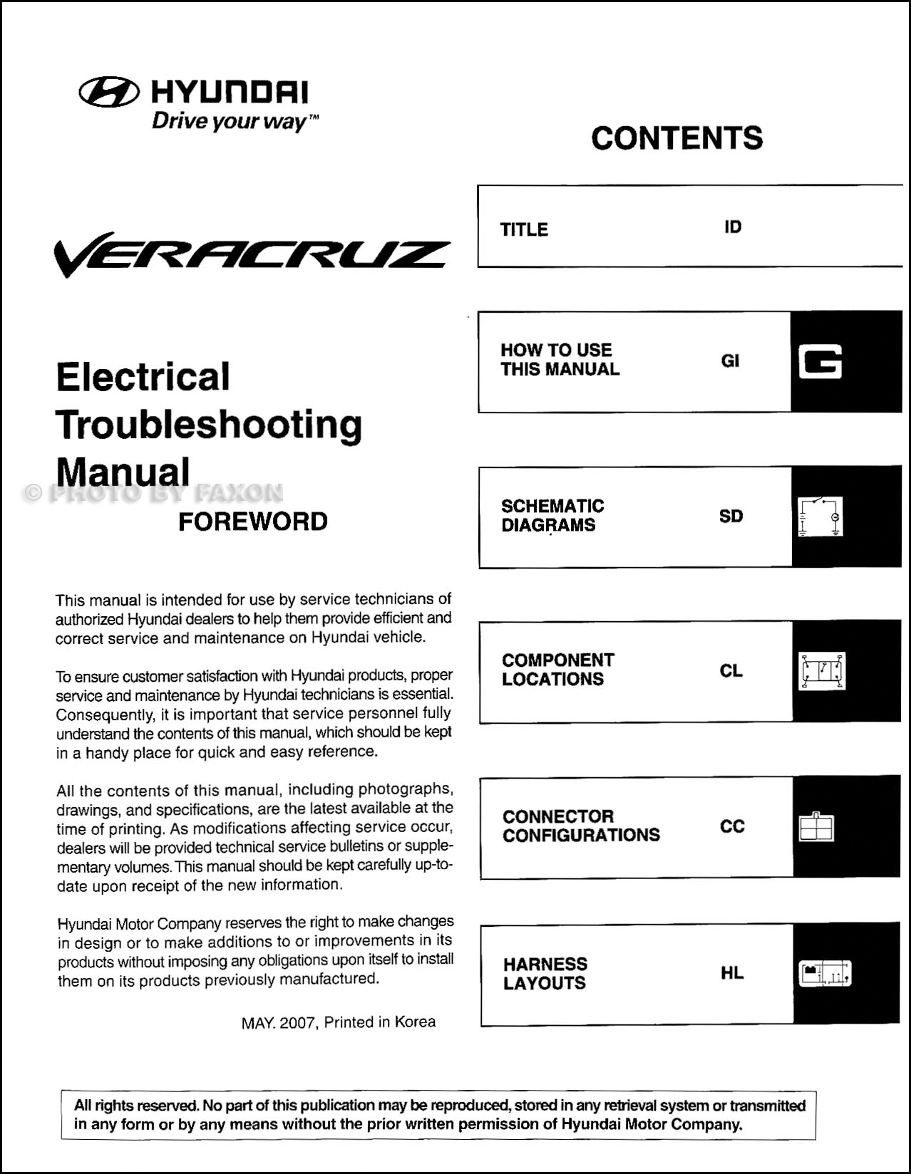 2008 Hyundai Veracruz Electrical Troubleshooting Manual Original