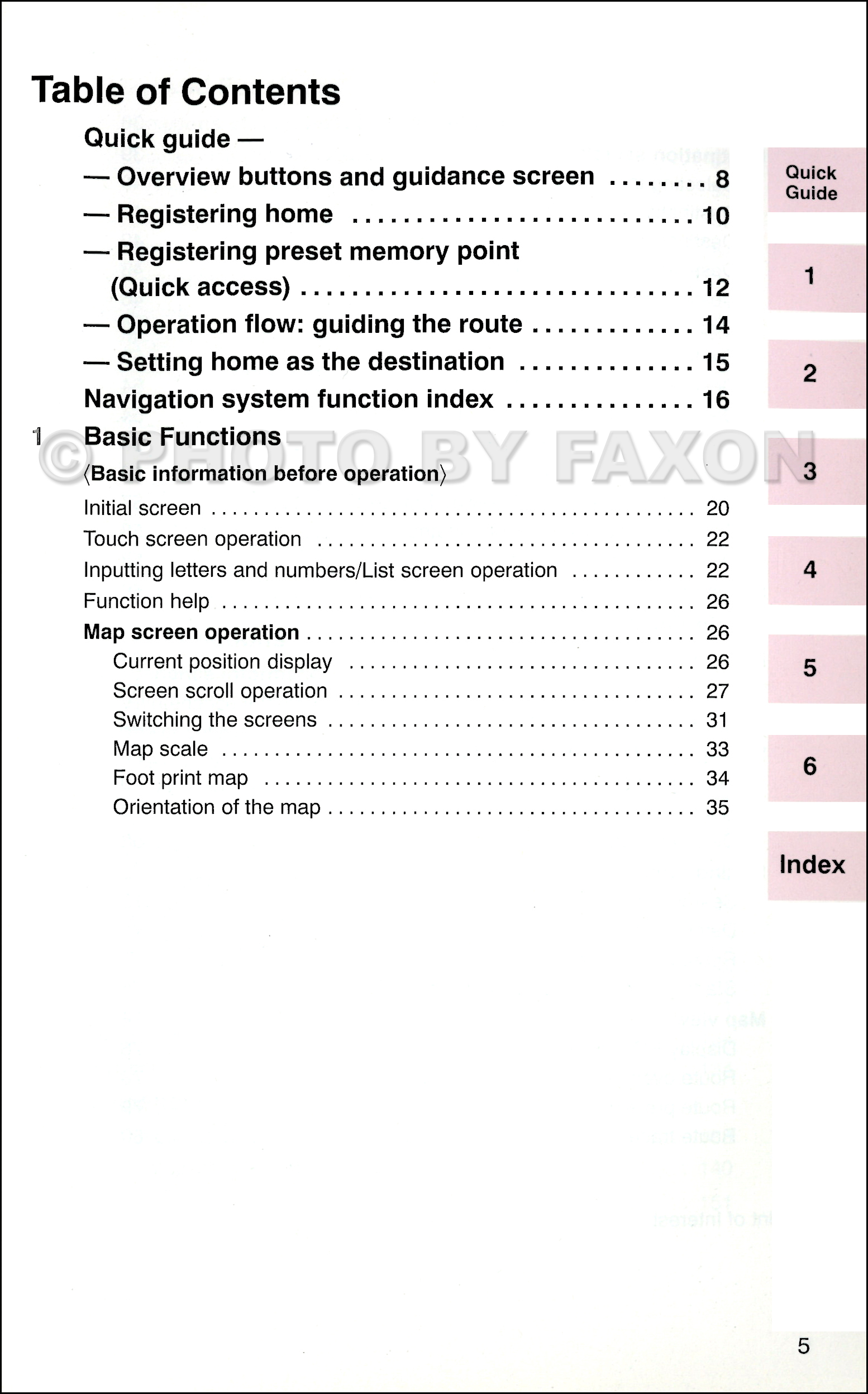 2008 Lexus GS 460/350/450H Navigation System Owners Manual Original · Table of Contents Page