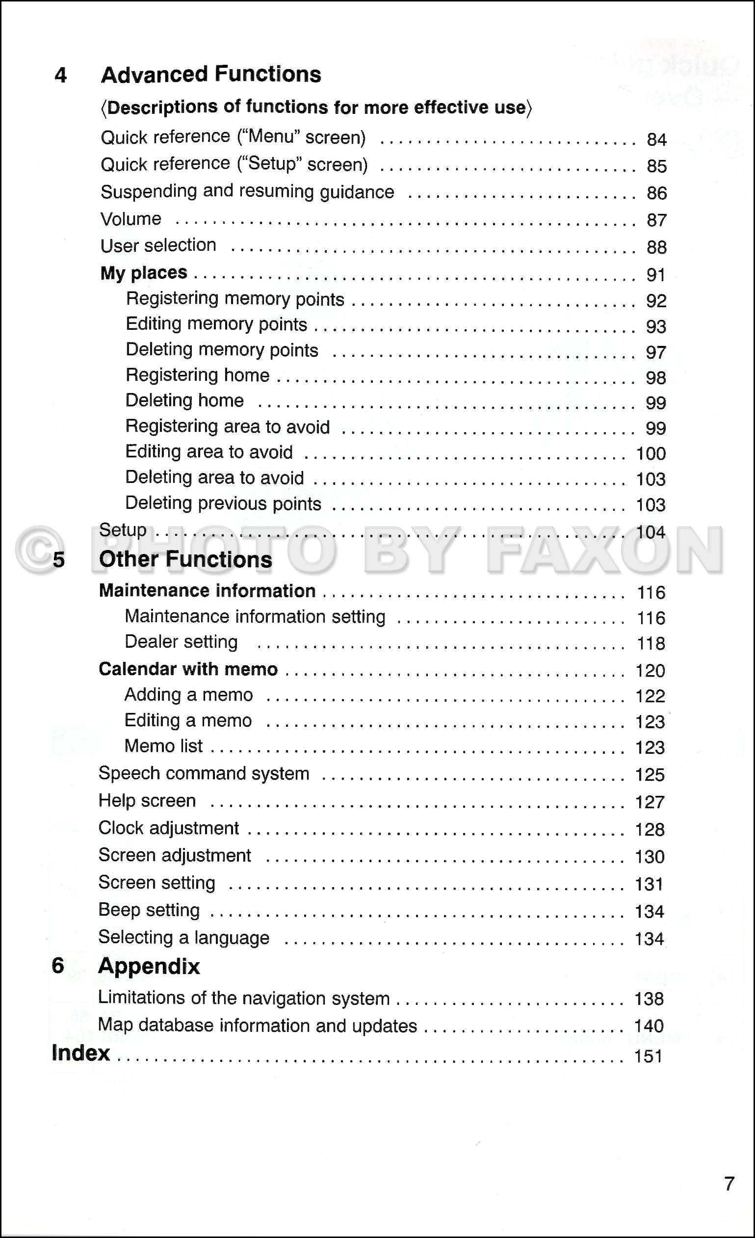2008 Lexus GS 460/350/450H Navigation System Owners Manual Original · Table of Contents Page · Table of Contents Page · Table of Contents Page