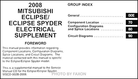 2008 Mitsubishi Eclipse & Spyder Wiring Diagram Manual ... eclipse spa wiring diagram 