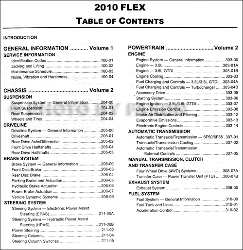 2010 Ford Flex Repair Shop Manual Original 2 Volume Set