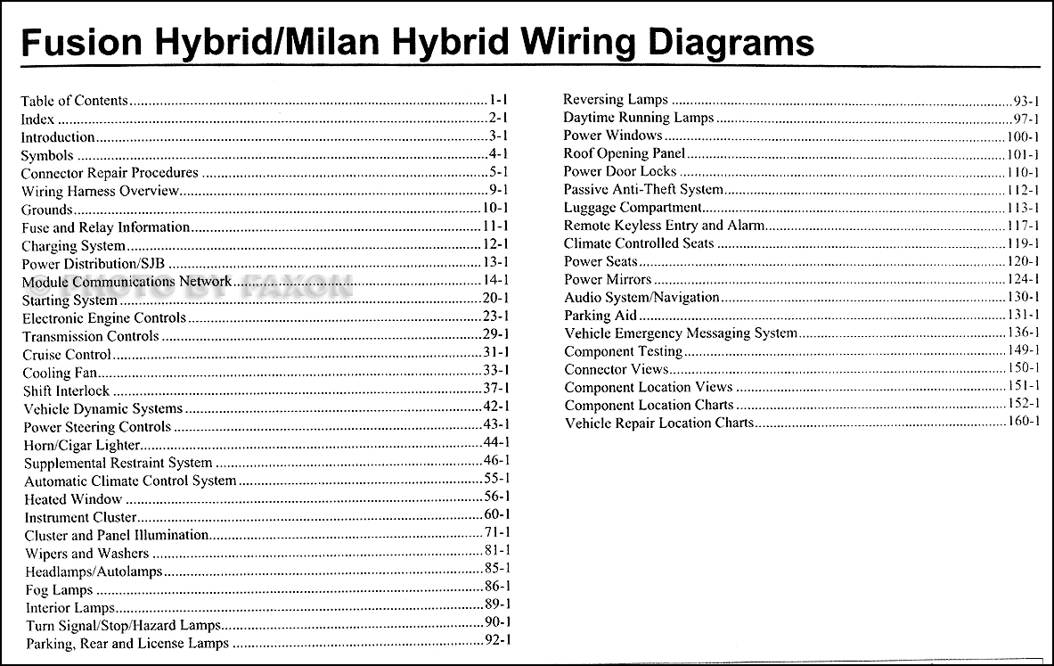 2010 Ford Fusion Hybrid  Mercury Milan Hybrid Wiring