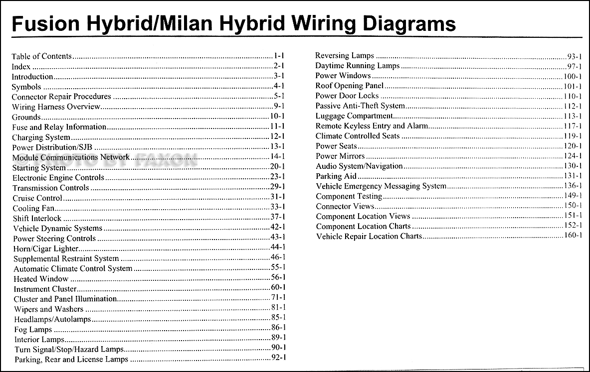 2010 Ford Fusion Hybrid/Mercury Milan Hybrid Wiring ...