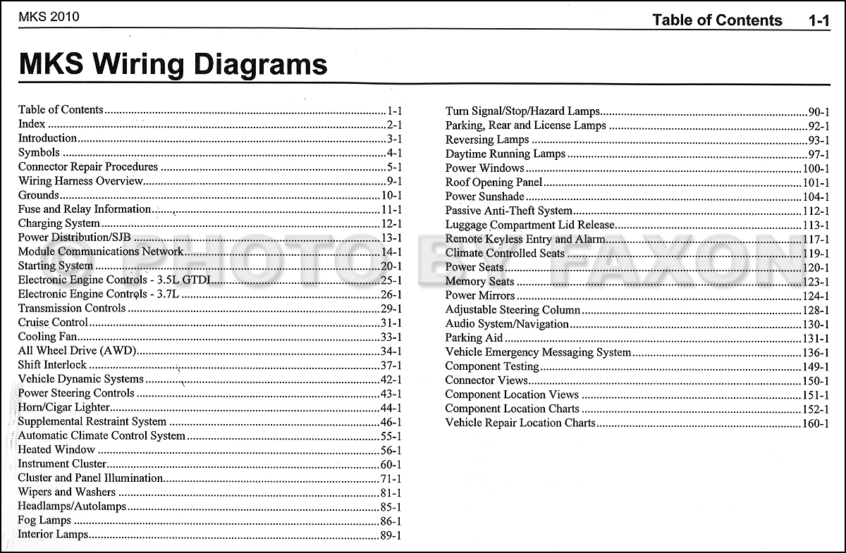 2010 Lincoln Mks Wiring Diagram Manual Original