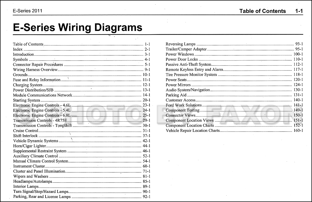 2011 Ford Econoline Wiring Diagram Manual Original Van E150 E250 E350 E450