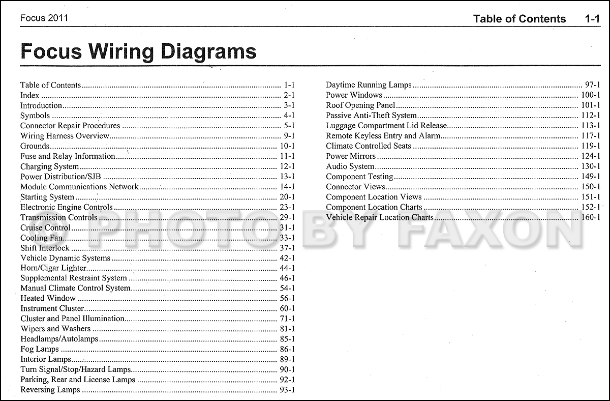 2011 Ford Focus Wiring Diagram Manual Original