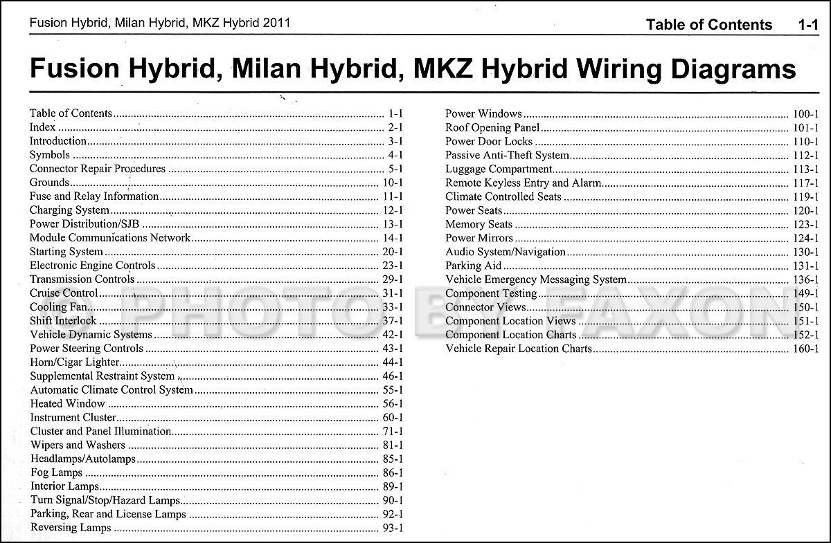 2011 HYBRID Ford Fusion Mercury Milan Lincoln MKZ Wiring ... 2011 ford fusion abs wiring diagrams 