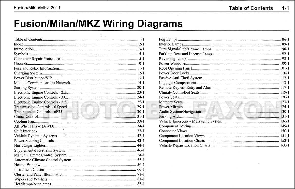 2011 Ford Fusion Mercury Milan Lincoln MKZ Wiring Diagram ... 2010 ford fusion speedometer wiring diagram 