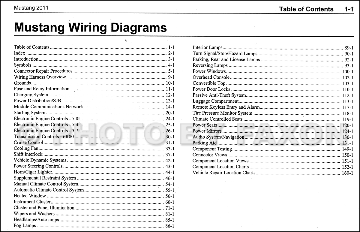 2011 Ford Mustang Wiring Diagram Manual Original