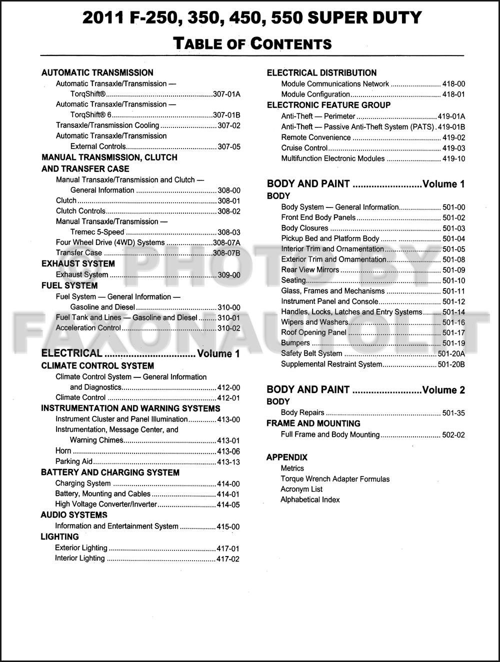 2011 Ford F-Super Duty F250 F350 F450 F550 Repair Shop Manual Set Reprint