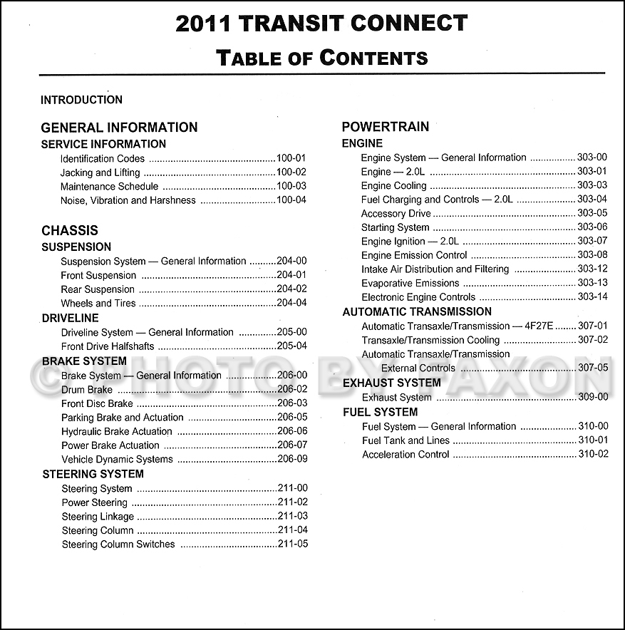 ford transit connect workshop manual free download
