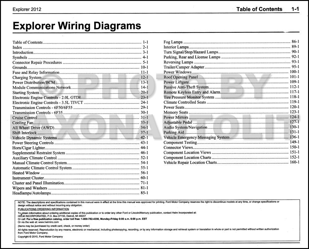 2012 Ford Explorer Wiring Diagram Manual Original