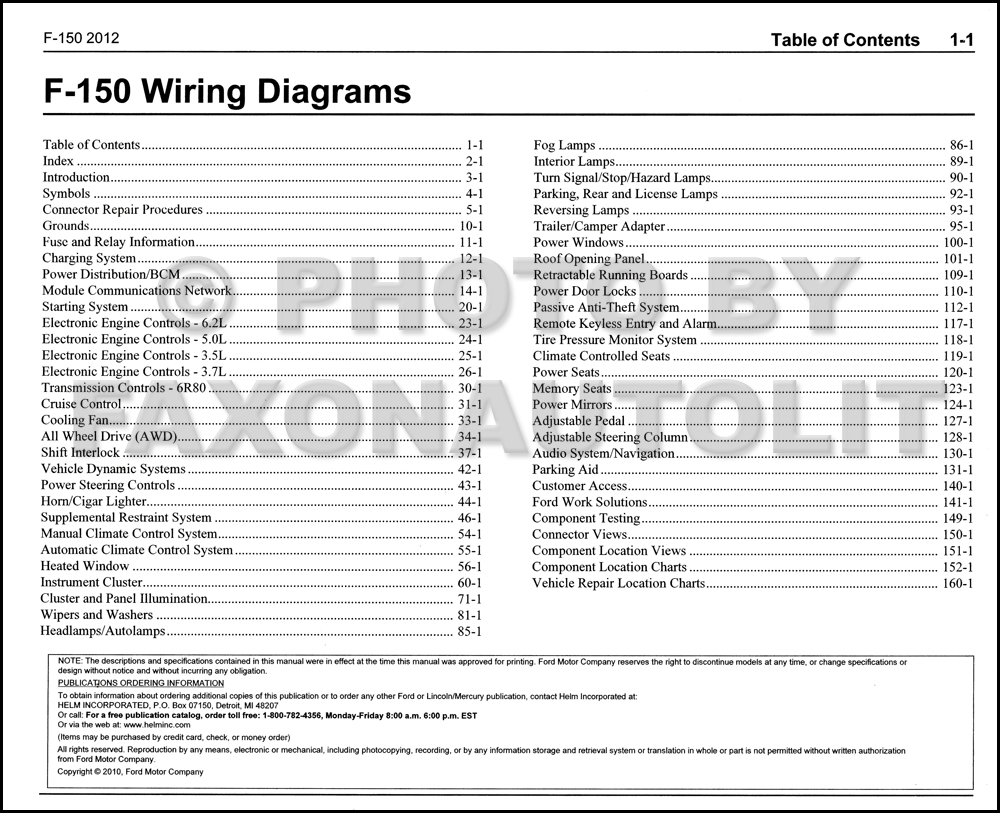 2012 Ford F-150 Pickup Truck Wiring Diagram Manual Original