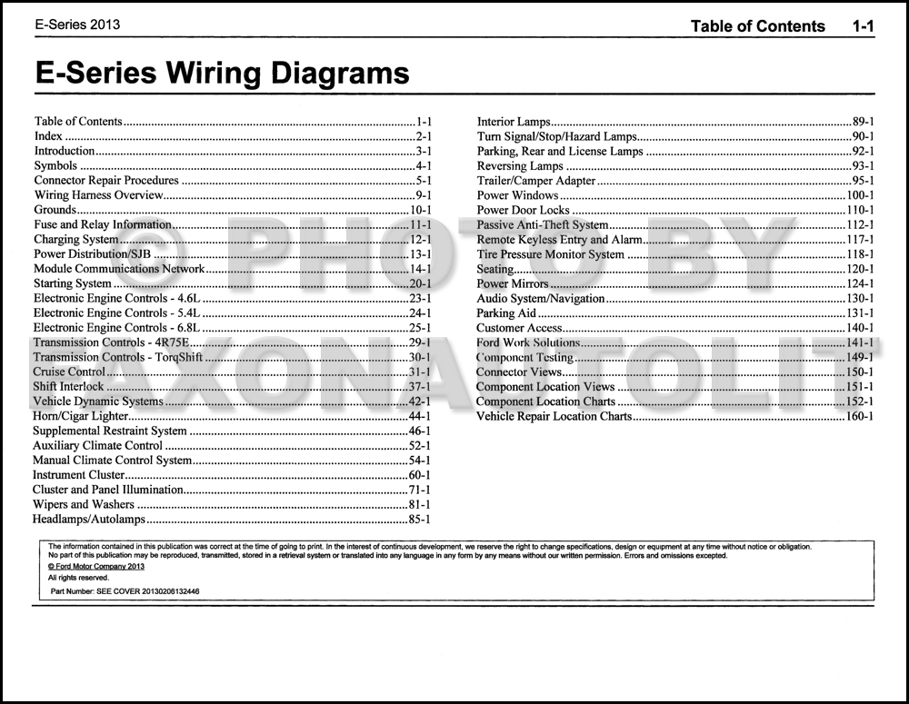 2013 Ford Econoline Wiring Diagram Manual Original Van E150 E250 E350 E450