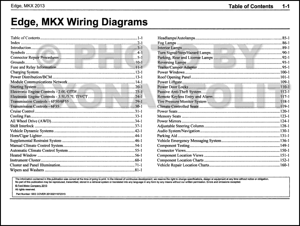 2013 Ford Edge Lincoln MKX Wiring Diagram Manual Original