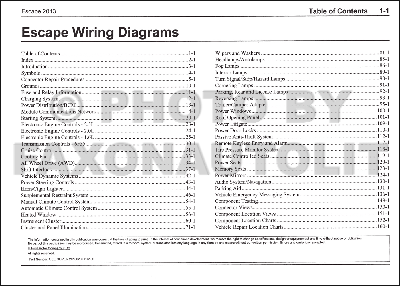 2013 Ford Escape Wiring Diagram Manual Original