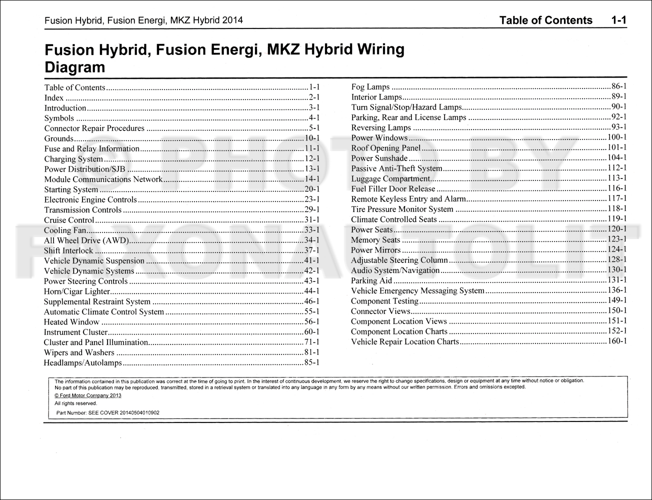 2014 Ford Fusion Energi Hybrid Lincoln MKZ HYBRID Wiring ... 1950 ford wiring diagram 