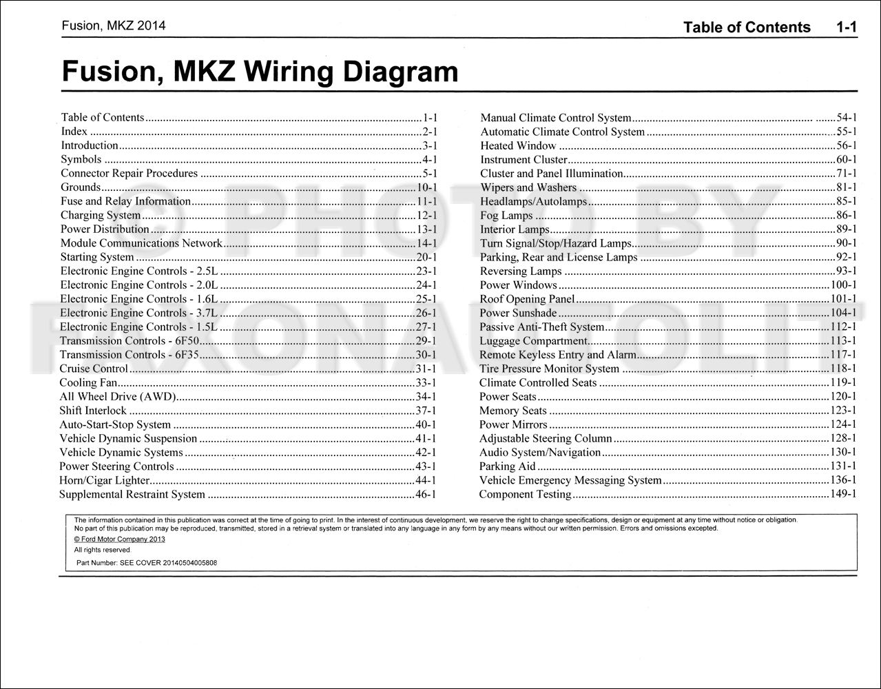 2014 Ford Fusion Lincoln Mkz Wiring Diagram Manual Original