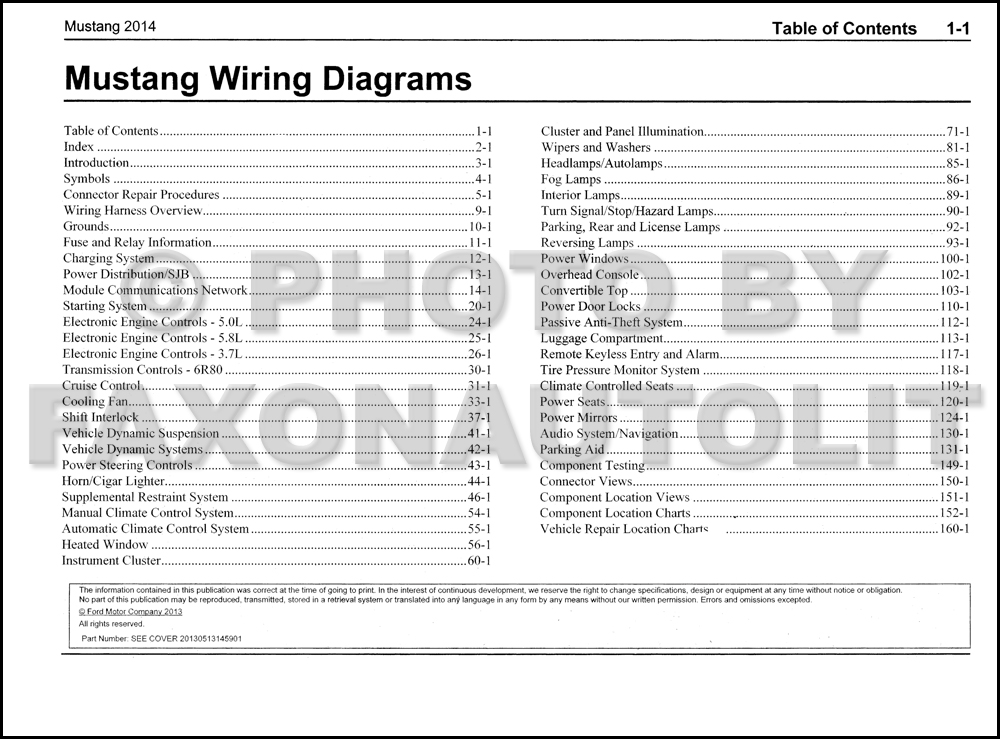 2014 Ford Mustang Wiring Diagram Manual Original