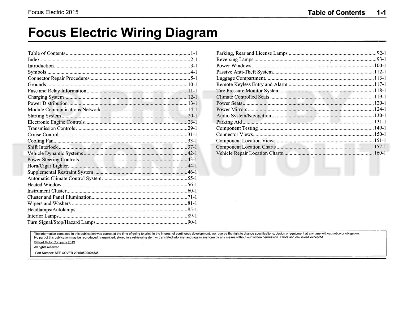 2015 Ford Focus Electric Wiring Diagram Manual Original - All Electric ...