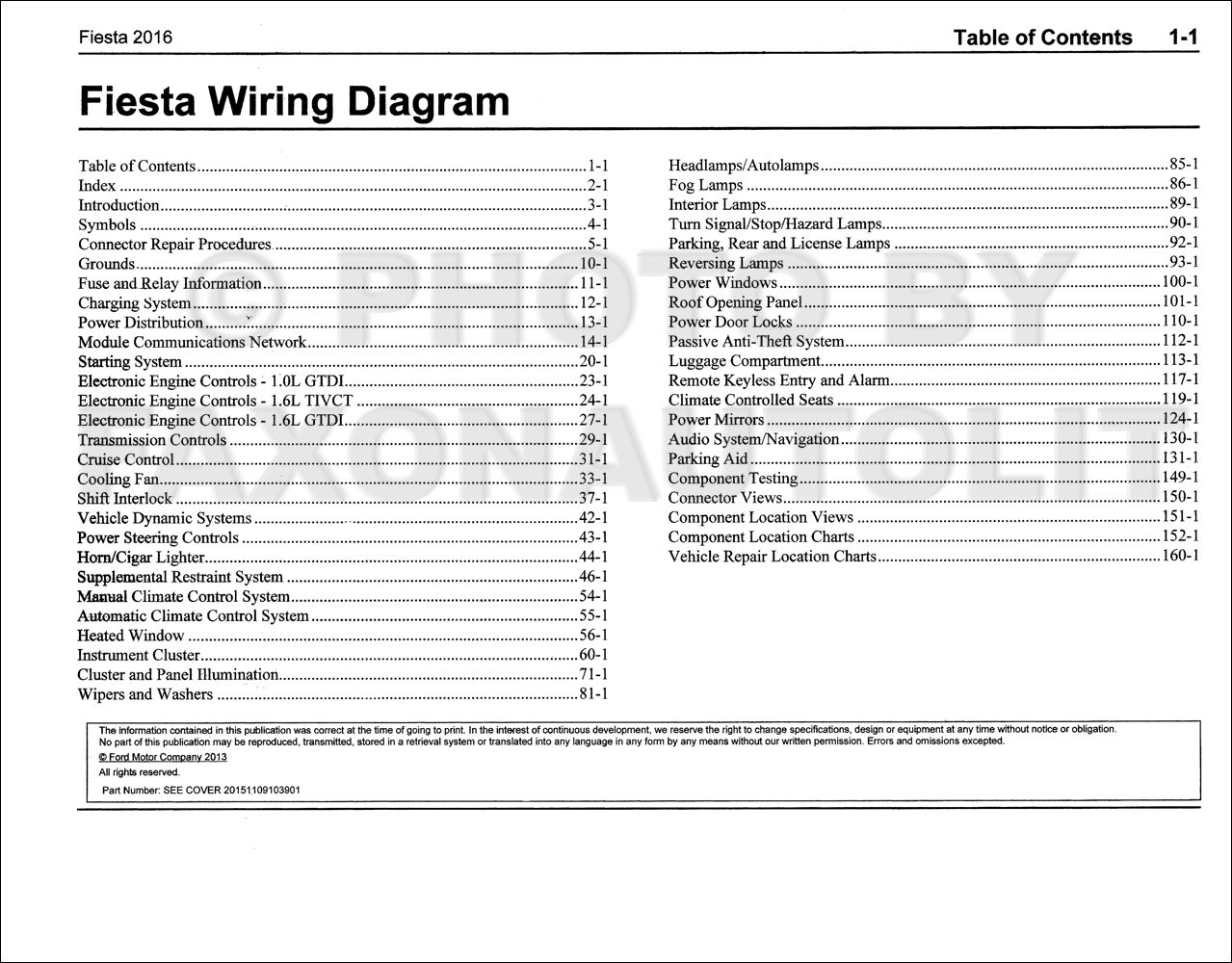 2016 Ford Fiesta Wiring Diagram Manual Original
