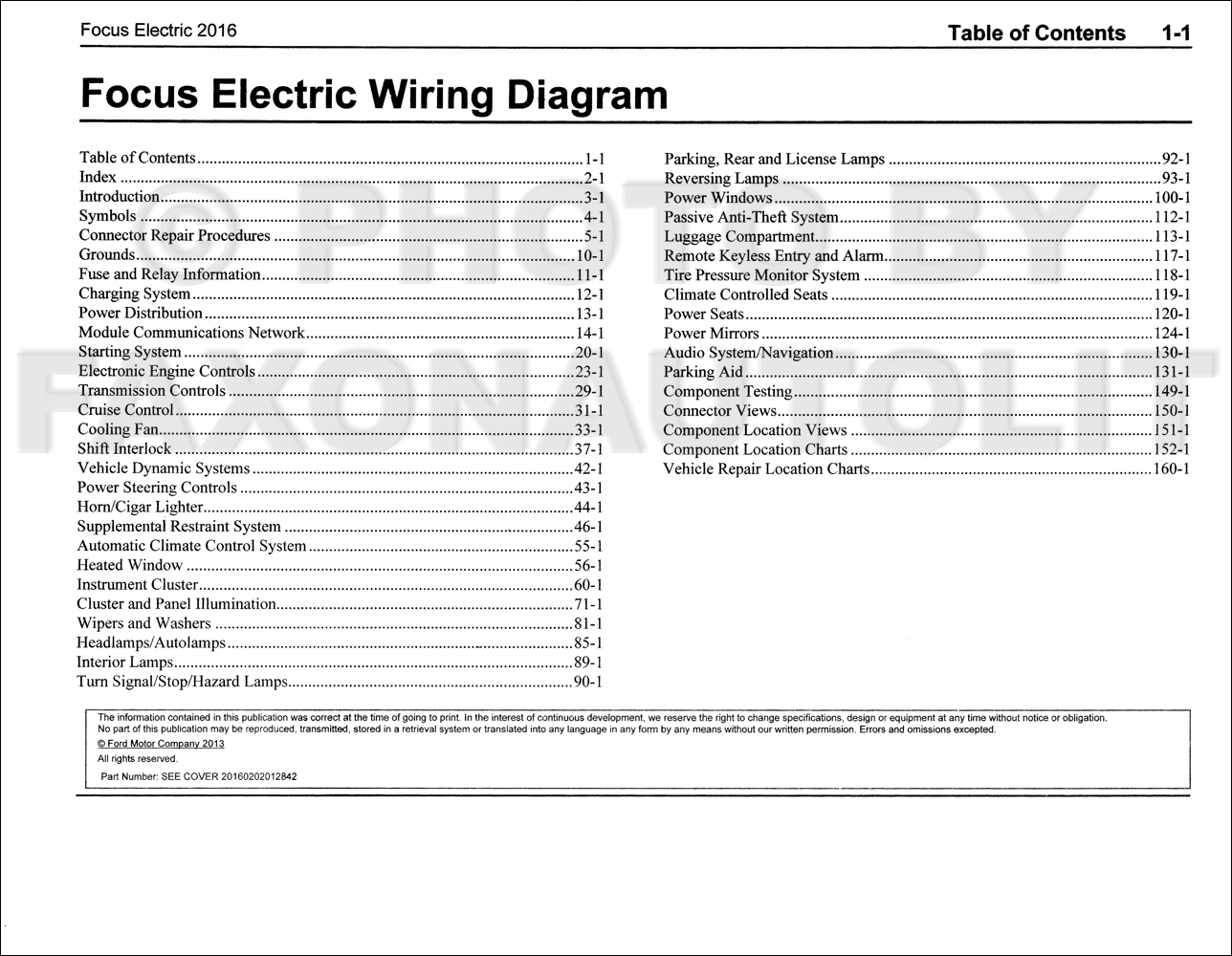 2016 Ford Focus Electric Wiring Diagram Manual Original