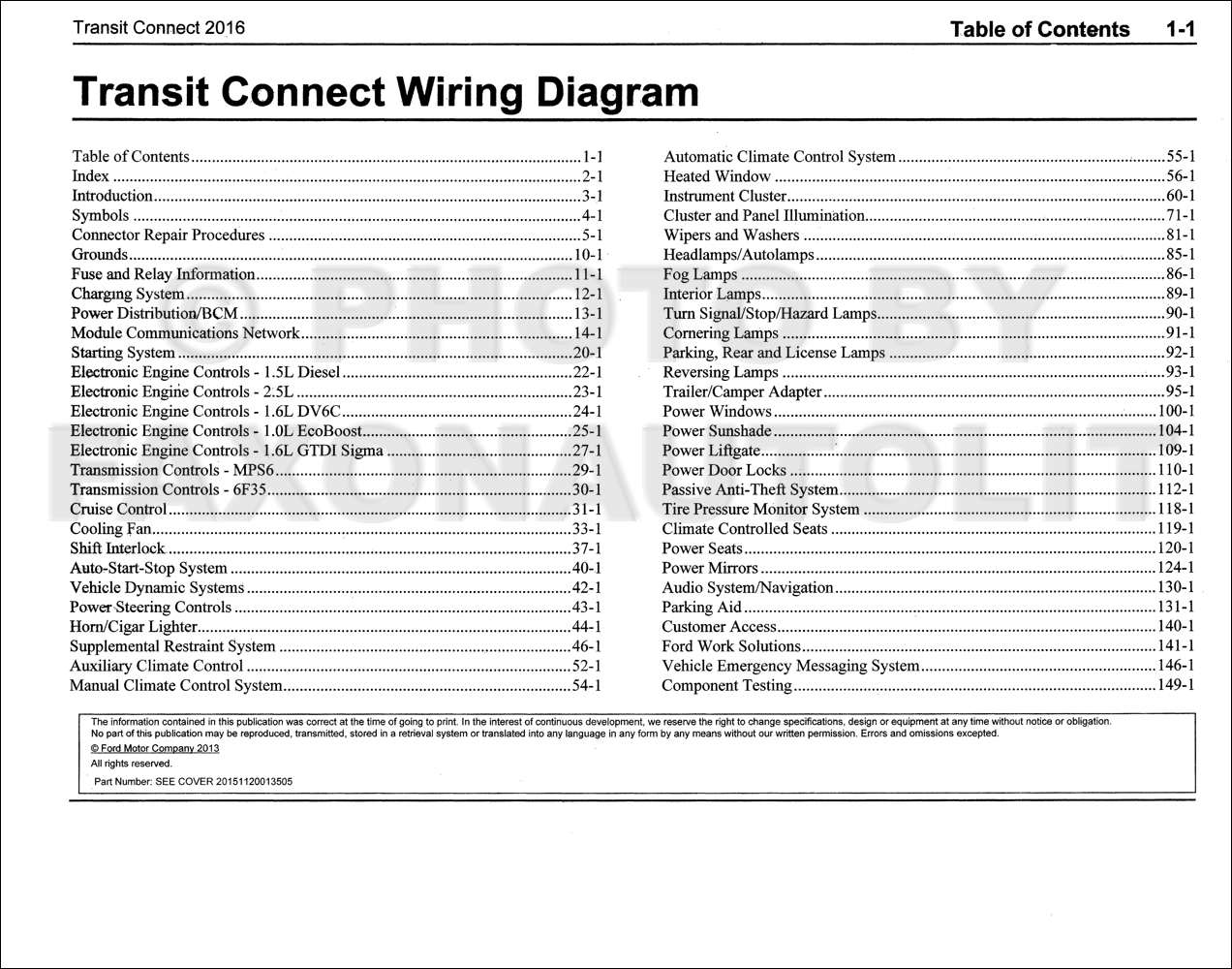 2016 Ford Transit Connect Wiring Diagram Manual Original