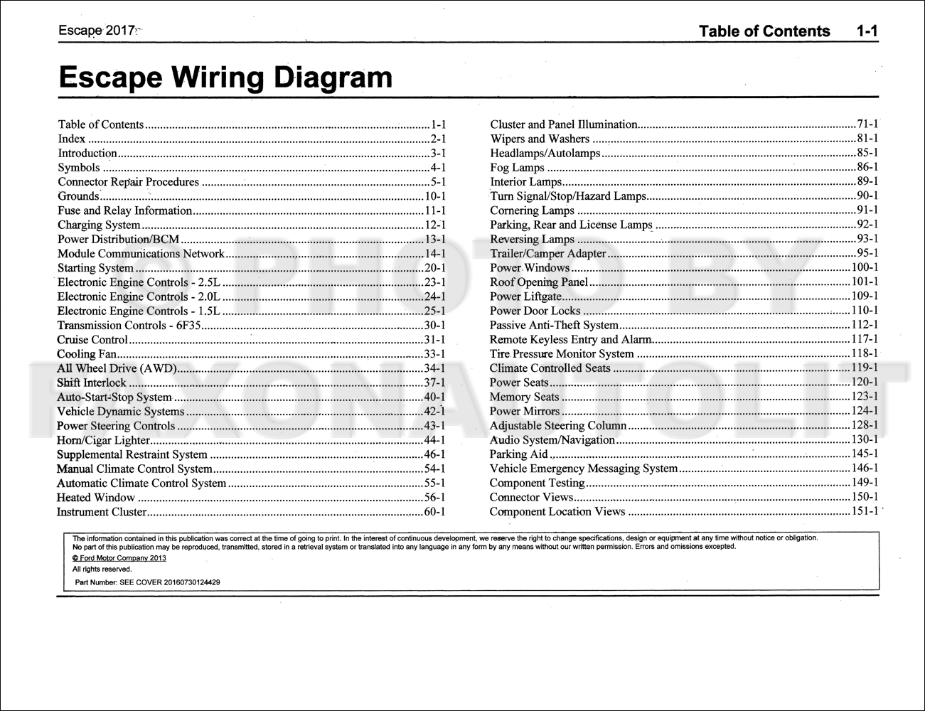 2017 Ford Escape Wiring Diagram Manual Original