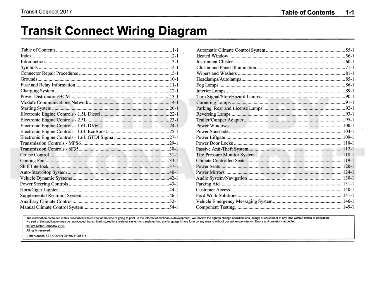 2017 Ford Transit Connect Wiring Diagram Manual Original