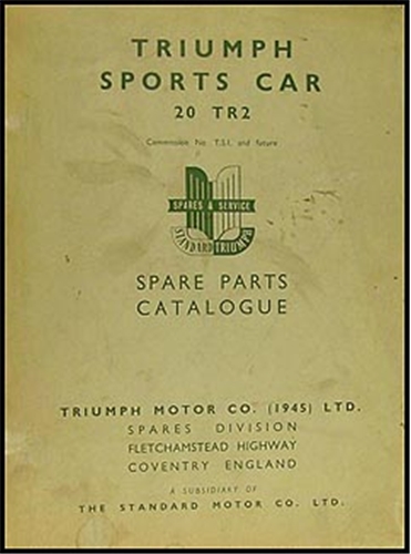 1954 1955 Triumph Tr2 Parts Book Original