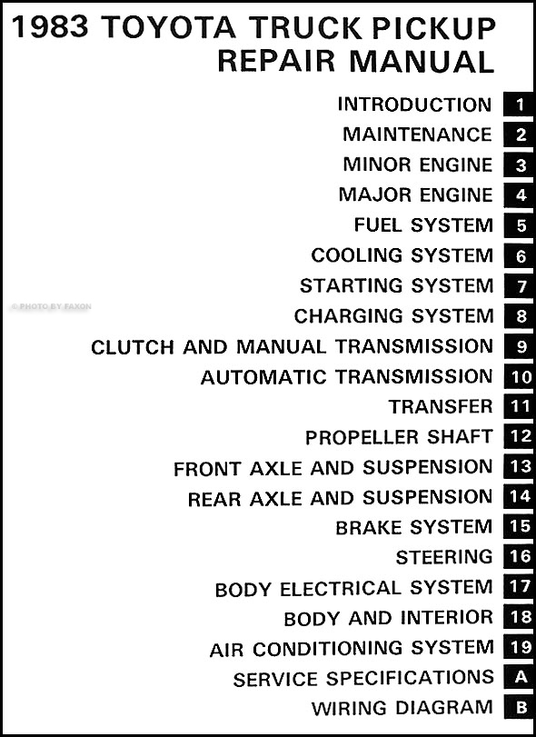 1983 Toyota Pickup Repair Shop Manual Original